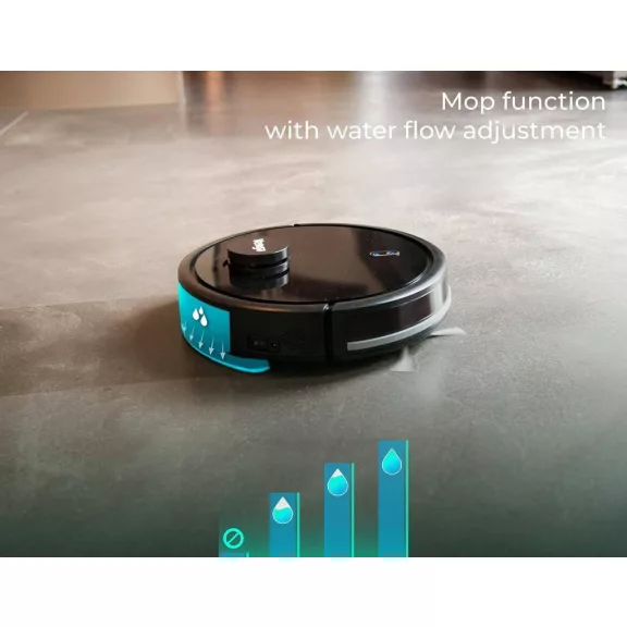 Venga! VG RVC 3002 BK Robotporszívó, Lézer Navigáció, Wi-Fi Kapcsolat, 2300 Pa Szívóerő, 6 Tisztítási Mód, 3200 mAh Akkumulátor, Fekete