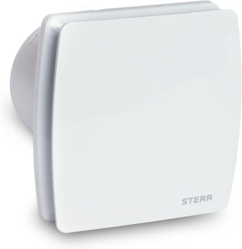 STERR LFS120-Q Fürdőszobai Ventilátor, 120 mm, 160 m³/h, 16 W, 220-240 V, 50 Hz, Golyóscsapágyas Motor, Visszacsapó Csappantyú, IPX4, Fehér