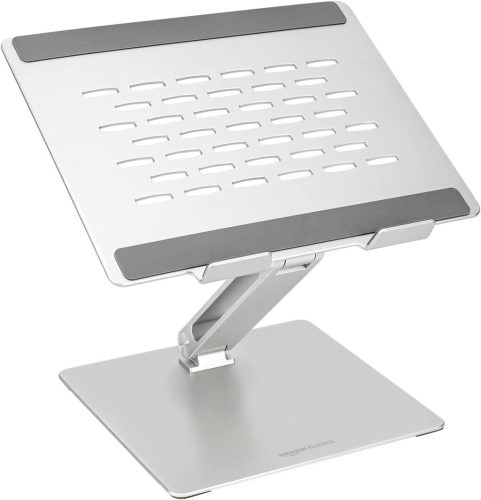 Amazon Basics állítható ergonómikus laptop állvány, több szögben állítható, ezüst színű, 10-17 hüvelykes laptopokhoz