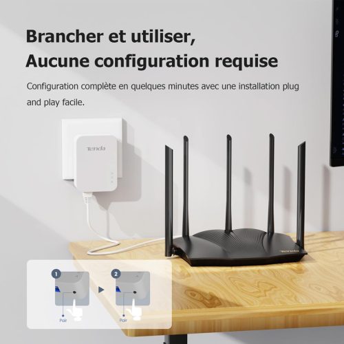 Tenda PH3 Powerline Kit 1000 Mbps - 2 Gigabites Ethernet Portos Adapter - Fekete