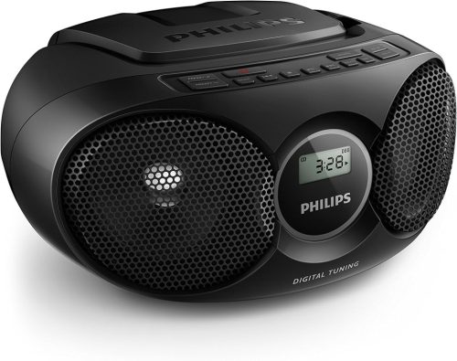 Philips Hordozható CD Lejátszó Boombox Rádió, MP3/CD-R/RW kompatibilis, USB/Fejhallgató Jack/AUX Bemenet, Dinamikus Basszuskiemeléssel, Fekete