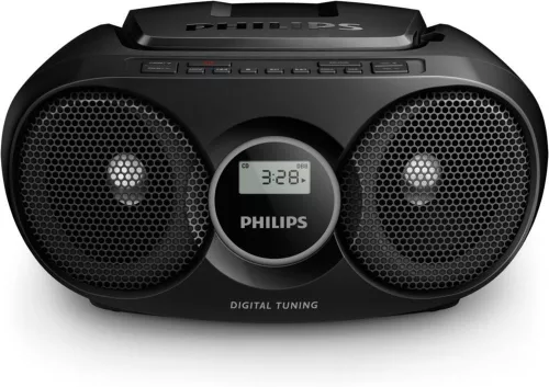 Philips Hordozható CD Lejátszó Boombox Rádió, MP3/CD-R/RW kompatibilis, USB/Fejhallgató Jack/AUX Bemenet, Dinamikus Basszuskiemeléssel, Fekete