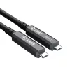 FIBBR CC USB C–USB C Optikai Kábel, 15 méter, 10 Gbit/s, USB 3.2 Gen2, DP 1.4, PD 60 W, Cat 8, Hajlításálló, EMI Védelem, Monitor, Mini PC, Webkamera