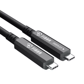   FIBBR CC USB C–USB C Optikai Kábel, 15 méter, 10 Gbit/s, USB 3.2 Gen2, DP 1.4, PD 60 W, Cat 8, Hajlításálló, EMI Védelem, Monitor, Mini PC, Webkamera