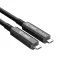 FIBBR CC USB C–USB C Optikai Kábel, 15 méter, 10 Gbit/s, USB 3.2 Gen2, DP 1.4, PD 60 W, Cat 8, Hajlításálló, EMI Védelem, Monitor, Mini PC, Webkamera