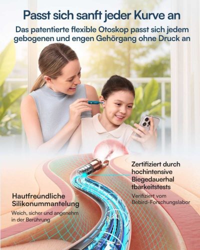 BEBIRD EarSight Ultra Fültisztító És Ápoló Készülék, 1920P HD Kamera, 5G WiFi, Rugalmas Otoscope, 5 Cserélhető Fej, Szilikon, ENT Otthonra, Óceán Kék