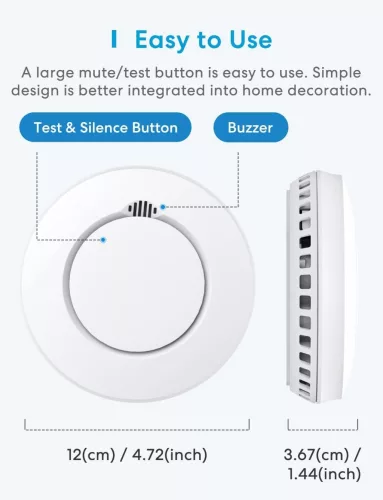 Meross GS559A Smart Füstérzékelő, WiFi Füst És Hő Riasztó, 85 dB, Alacsony Elemfeszültség Jelzés, Összekapcsolható 16 Eszközig, Apple HomeKit, SmartThings