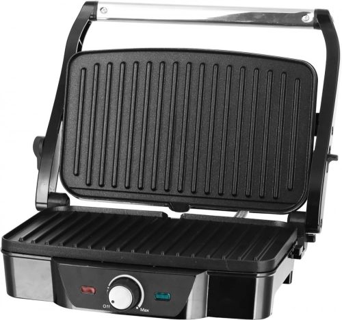 Emerio Panini Contact Grill, 1600 W, tapadásmentes bevonattal, állítható termosztáttal, fekete