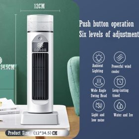   KTELI Penge Nélküli Torony Ventilátor, 6 Sebesség, 120° Oszcilláció, Csendes Hűtés, Modern Dizájn, 34.5 cm x 12 cm, Fehér