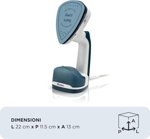 Ariete 6246 Duetto Gőzölős Vasaló, 1000W, 0.18L Tartály, Két Funkciós Használat, 180°-ban Forgatható Fej, Gyors Fűtési Idő, Fehér/Kék