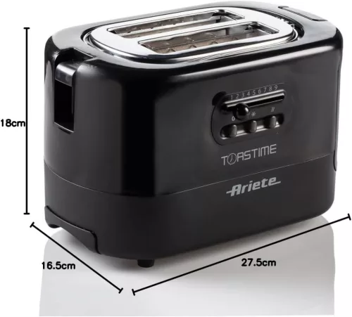 Ariete 159 Toastime Kenyérpirító 700 W, 2 Szeletes, Fekete, Rozsdamentes Acél