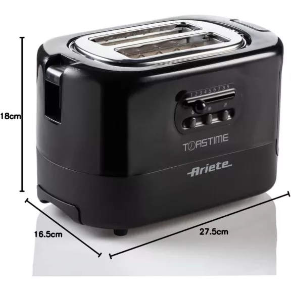 Ariete 159 Toastime Kenyérpirító 700 W, 2 Szeletes, Fekete, Rozsdamentes Acél Ariete 159 Toastime Kenyérpirító 700 W, 2 Szeletes, Fekete, Rozsdamentes Acél