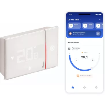   Bticino Smarther 2 SXW8002 Beépíthető Okos Termosztát, Wi-Fi, Programozható, Fűtés És Hűtés, Home + Control App, Alexa, Google Assistant, Apple HomeKit, Fehér