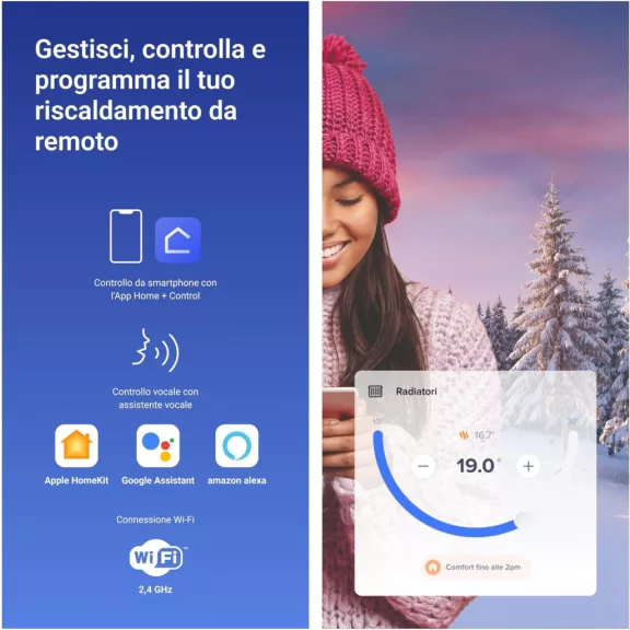 Bticino Smarther 2 SXW8002 Beépíthető Okos Termosztát, Wi-Fi, Programozható, Fűtés És Hűtés, Home + Control App, Alexa, Google Assistant, Apple HomeKit, Fehér