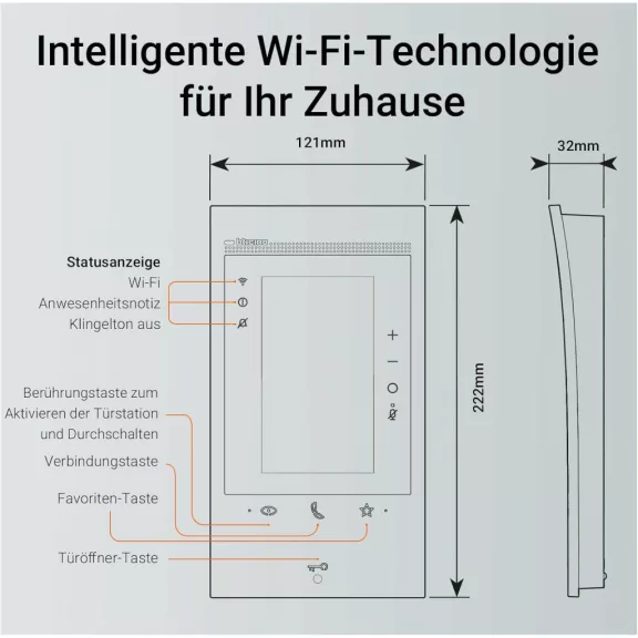 Bticino Classe 300EOS With Netatmo Video Kaputelefon, Wi-Fi, Alexa Hangasszisztens, 13 cm Érintőkijelző, App Home+Security, 2-eres Technológia, 30 W, 230 V, Fehér