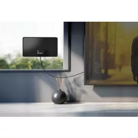   Meliconi Easy Fit TV Antenna 881032, Beltéri, Erősített, Ultra Vékony, DVB-T, DVB-T2 HEVC, DVB-T HD, DAB+, FM, UHF, 4K Ultra HD, 4G/5G Szűrő, USB 5V, Fekete