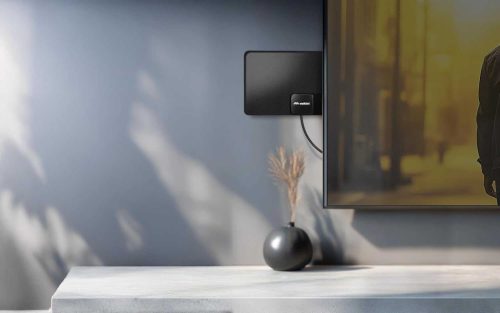 Meliconi Easy Fit TV Antenna 881032, Beltéri, Erősített, Ultra Vékony, DVB-T, DVB-T2 HEVC, DVB-T HD, DAB+, FM, UHF, 4K Ultra HD, 4G/5G Szűrő, USB 5V, Fekete