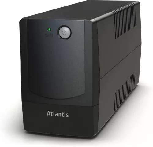 Atlantis Land ONEPOWER 800X UPS, 800VA, 400W, Line Interactive, AVR, Mikroprocesszoros Vezérlés, Szimulált Színusz, 4x IEC Kimenet, RJ11, Fekete