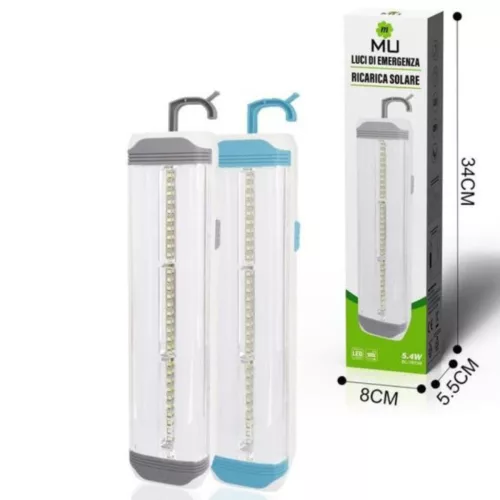 Mulin BL-7673B újratölthető LED lámpa (34 cm) – 5,4W-os teljesítmény, Napelemes töltés, hordozható kampós kialakítás, Kék