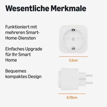   Amazon Basics Okos Dugalj, Matter Kompatibilis, WiFi 2,4 GHz, Okos Otthon Dugalj,HPP-C11X-MW Zero Touch Alexa Beállítás, Fehér, 4 Darab