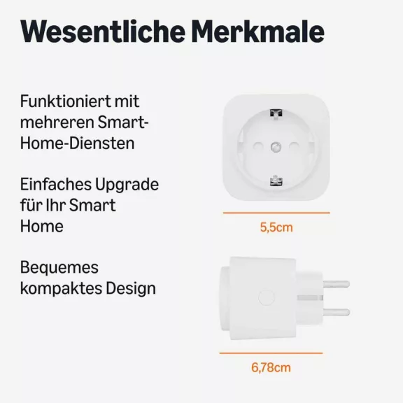 Amazon Basics Okos Dugalj, Matter Kompatibilis, WiFi 2,4 GHz, Okos Otthon Dugalj,HPP-C11X-MW Zero Touch Alexa Beállítás, Fehér, 4 Darab