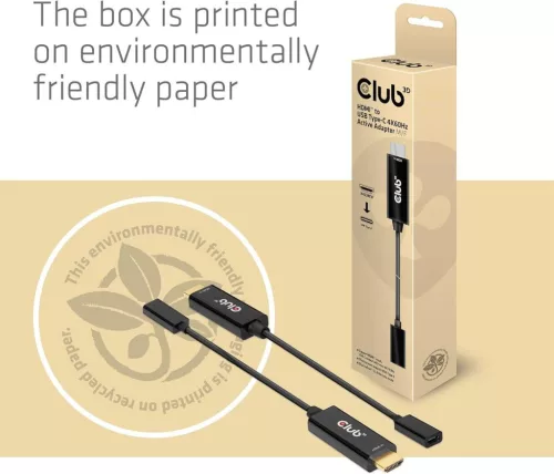 Club 3D CAC-1333 HDMI USB Type C Aktív Adapter, 4K 60Hz, DP 1.2 Alternate Mode, High Speed, Monitor, Projektor, Tablet Kompatibilis, Fekete