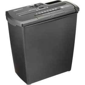   Amazon Basics PBH-55473 Csíkvágó Iratmegsemmisítő, 7-8 Lap, 12 Literes Kapacitás, CD/DVD Megsemmisítés, Fekete