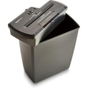   Amazon Basics PBH-55473 Csíkvágó Iratmegsemmisítő, 7-8 Lap, 12 Literes Kapacitás, CD/DVD Megsemmisítés, Fekete