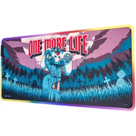  Grupo Erik One More Life RGB Egérpad, XXL Méret, 90x40 cm, LED, 14 Fény Mód, Vízálló Felület, Csúszásgátló Gumi Alap, USB Kábel