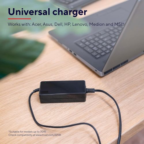Trust 70W univerzális laptop töltő, fekete