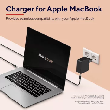   Trust Maxo 23418 USB-C Hálózati Töltő, 61 W, 100-240 V AC, 1 USB Port, 2 m Kábel, Laptop, Tablet, Telefon Kompatibilitás, Fekete