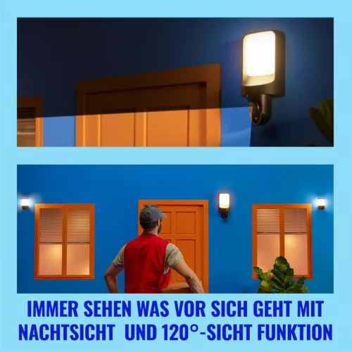 WiZ Kültéri Fali Lámpa Kamera, LED 10.5W, 1250 lm, 2700 K, RGBW, IP44, Mozgás És Hangérzékelés, Éjjellátás, WiFi 2.4GHz, Alexa, Google Home, Kétirányú Hang, Fekete