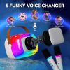 GUYUCOM Mini Karaoke Gép 2 Vezeték Nélküli Mikrofonnal és Színes Fényekkel