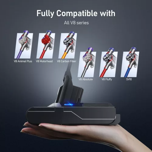 Morpilot Dyson V8 Csere Akkumulátor 6500 mAh, Hosszú Üzemidő, Gyors Töltés, Porszívó Kiegészítő, Ajándék Szűrőkkel
