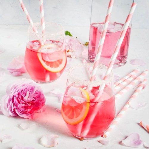 PATAZOK Rózsaszín Arany Papír Szívószálak, 200 Darabos Csomag