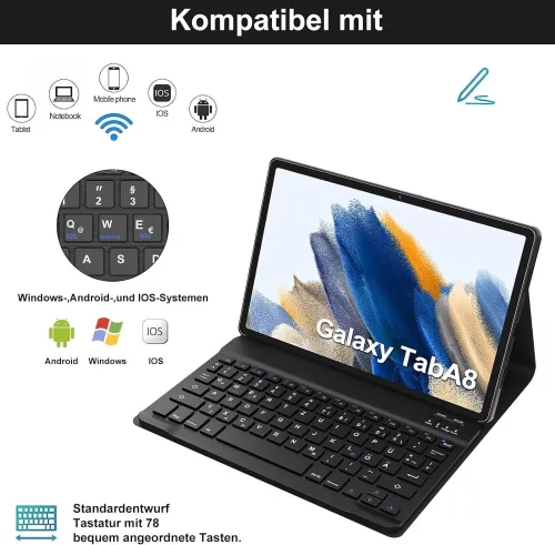 AVNICUD Samsung Tablet A8 Billentyűzetes Tablet Tok - Német QWERTZ