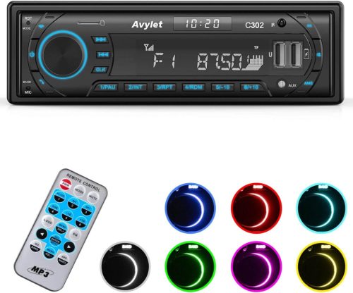 Avylet C302 Bluetooth 5.0 1DIN-es Autó Rádió, FM/AM Rádió, USB/AUX/MP3/SD Lejátszó