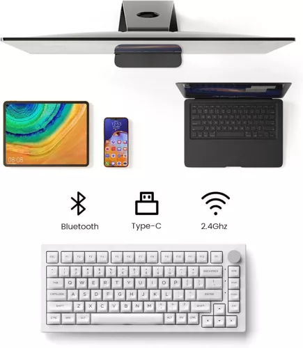 Akko 5075B Plus 75% Fehér Áttetsző Mechanikus Billentyűzet RGB Világítással