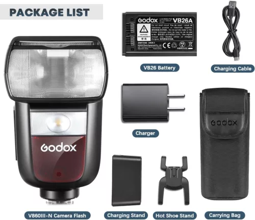 Godox V860III-N vaku Nikonhoz 2600mAh Li-ion akkumulátorral