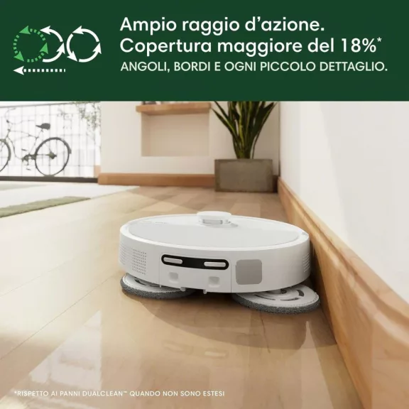 iRobot Roomba Plus 505 Combo Robotporszívó És Felmosó, AutoWash Dock, 7000 Pa Szívóerő, DualClean Mop, SmartScrub, ClearView Pro LiDAR, HEPA Szűrő, Fehér