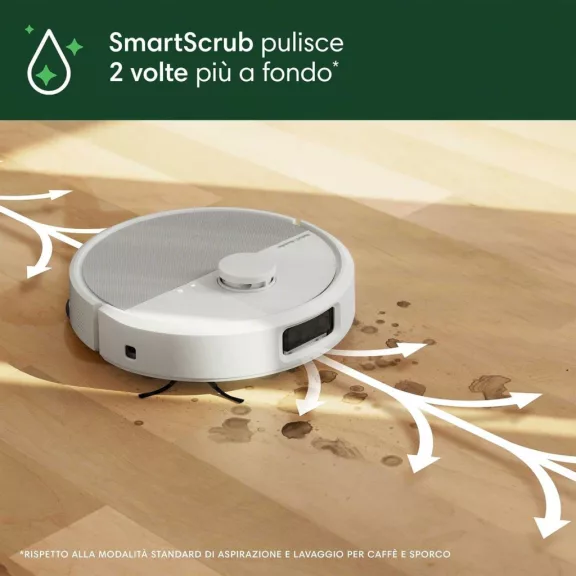 iRobot Roomba Plus 505 Combo Robotporszívó És Felmosó, AutoWash Dock, 7000 Pa Szívóerő, DualClean Mop, SmartScrub, ClearView Pro LiDAR, HEPA Szűrő, Fehér