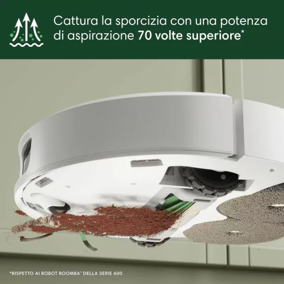 iRobot Roomba Plus 505 Combo Robotporszívó És Felmosó, AutoWash Dock, 7000 Pa Szívóerő, DualClean Mop, SmartScrub, ClearView Pro LiDAR, HEPA Szűrő, Fehér