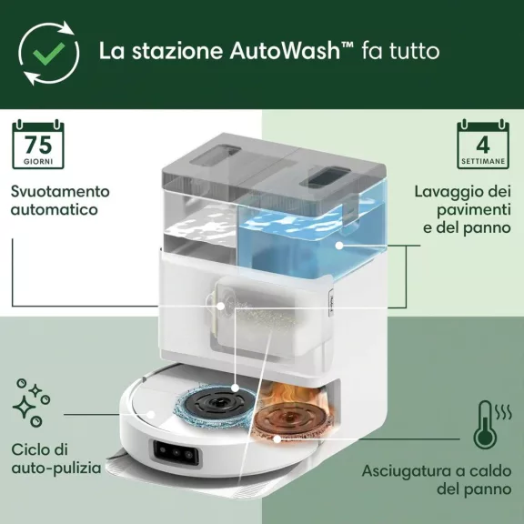 iRobot Roomba Plus 505 Combo Robotporszívó És Felmosó, AutoWash Dock, 7000 Pa Szívóerő, DualClean Mop, SmartScrub, ClearView Pro LiDAR, HEPA Szűrő, Fehér