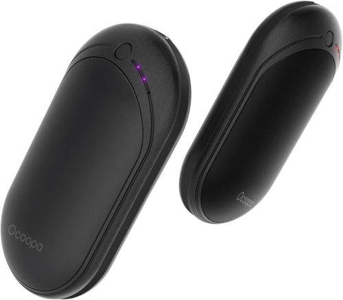 OCOOPA 5200mAh Újratölthető Kézmelegítő - Fekete Alumínium Test, Energiatakarékos, USB-C Töltés, Kettős Oldali Fűtés, Kompakt és Hordozható Melegítő