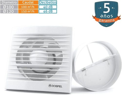 Dospel STYL Fali Fürdőszobai Ventilátor 120mm, Fehér, 230V, 15-17W, IPX4 Védelem, Csendes Működés, 100-150 m³/óra, 34-49 Pa Statikus Nyomás