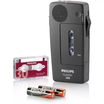   Philips LFH0388 Pocket Memo Diktafon, Analóg, Mini Kazetta, Mono, Beépített Mikrofon, Csúszókapcsolós Szerkesztés, Hangaktiválás, Fekete