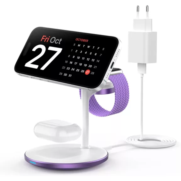 DEESOOCO T585-F-CCDP Vezeték Nélküli Töltő, 3 az 1-ben, 15 W, Gyors Töltés, Mágneses, iPhone 16 15 14, iWatch Ultra Series 9, AirPods, USB-C, Lila DEESOOCO T585-F-CCDP Vezeték Nélküli Töltő, 3 az 1-ben, 15 W, Gyors Töltés, Mágneses, iPhone 16 15 14, iWatch Ultra Series 9, AirPods, USB-C, Lila