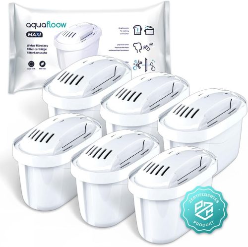 Aquafloow Maxi Vízszűrő Készlet 6x - Kompatibilis BRITA Maxtra+ és Philips Modellekkel, 690g