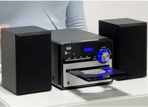 Trevi HCX-12°C6 Sztereó Rendszer, 20 W, Bluetooth, CD MP3 Lejátszó, USB, PLL FM Sztereó Tuner, 30 FM Memória, RCA Aux-In Bemenet, Fejhallgató Aljzat, LCD Kijelző, Fekete