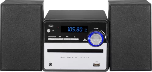 Trevi HCX-12°C6 Sztereó Rendszer, 20 W, Bluetooth, CD MP3 Lejátszó, USB, PLL FM Sztereó Tuner, 30 FM Memória, RCA Aux-In Bemenet, Fejhallgató Aljzat, LCD Kijelző, Fekete